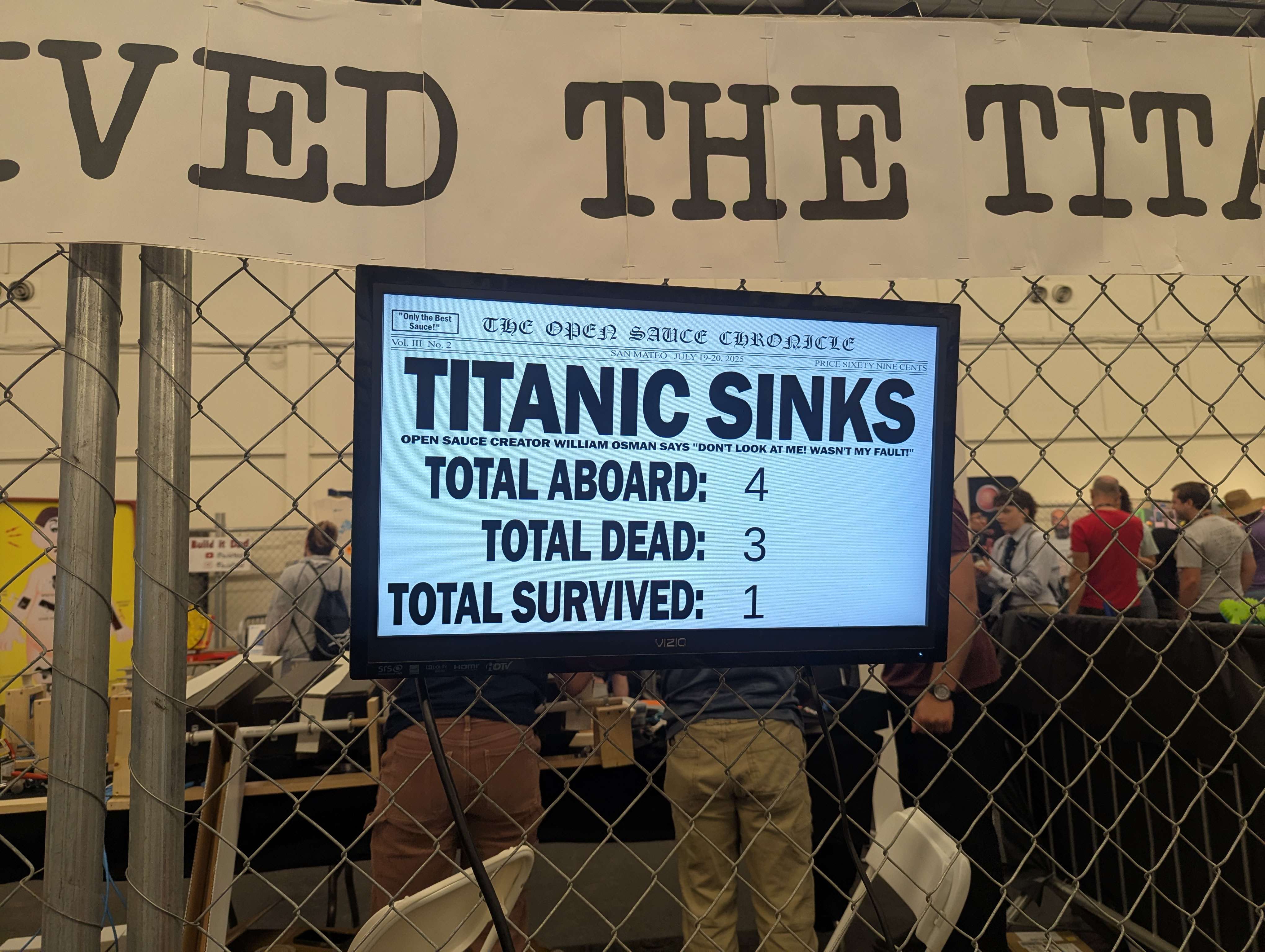 A photo of the stats screen at Open Sauce 2025